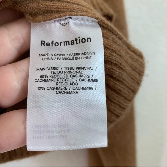 Reformation Womens Brown polo cropped long sleeve cashmere sweatshirt XS - Picture 7 of 8